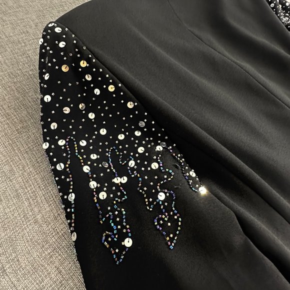 Vintage Stenay Sequin Jacket Black Buttons Beaded Long Sleeve Party Formal Sz 14 - Picture 14 of 16